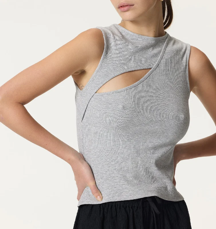 Mila Tank - Grey Marle slim fit tank