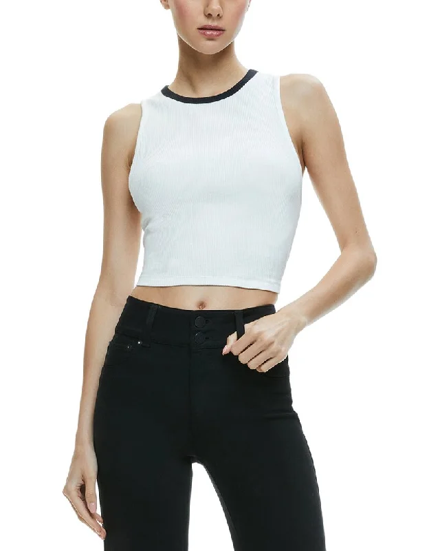 Alice + Olivia Andre Fitted Cropped Tank lace back tank