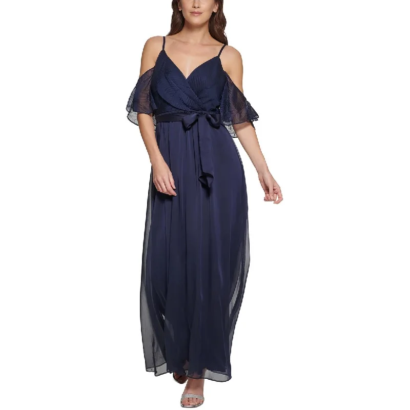 Womens Chiffon Cold Shoulder Evening Dress Tunics Recommended stylist