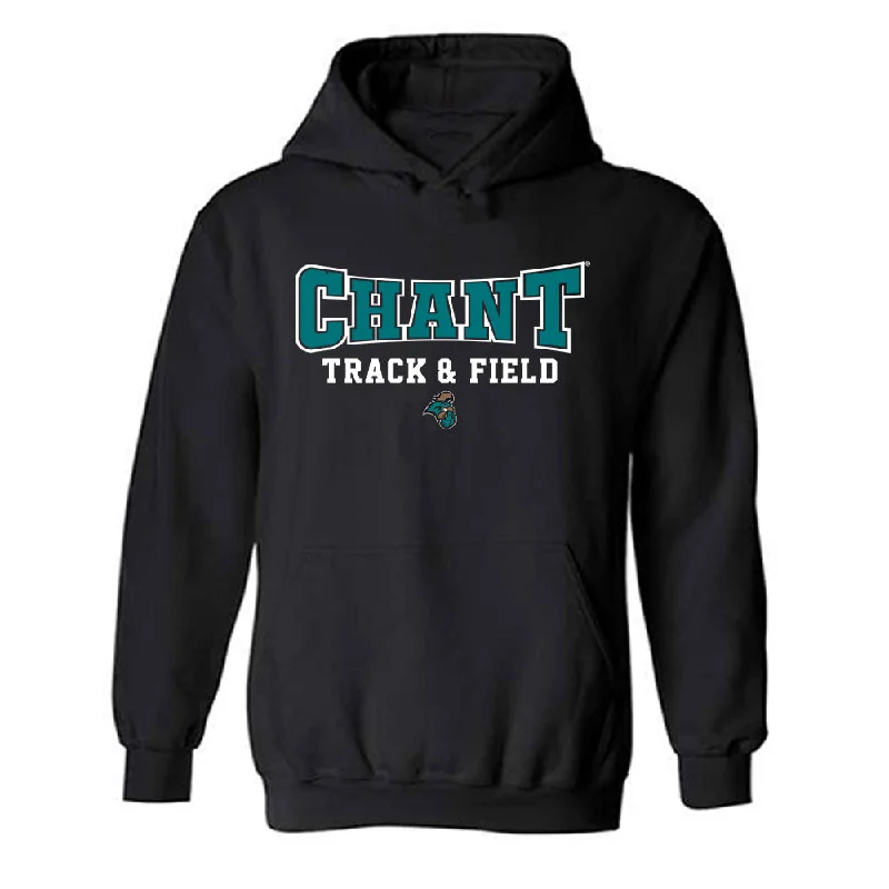 Coastal Carolina - NCAA Women's Track & Field : Faith Wright - Classic Shersey Hooded Sweatshirt Hoodie with Button Placket Classic Preppy