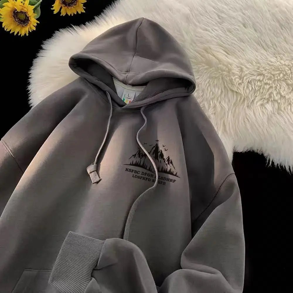 New trendy brand printed autumn and winter velvet thickened loose hooded sweatshirts for men and women casual trendy jackets Hoodie with Hem Patch Decorative Personalized New trendy brand printed autumn and winter velvet thickened loose hooded sweatshirts for men and women casual trendy jackets Hoodie with Hem Patch Decorative Personalized