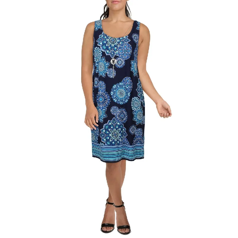 Plus Womens Printed Knee-Length Shift Dress Tunics Review highly