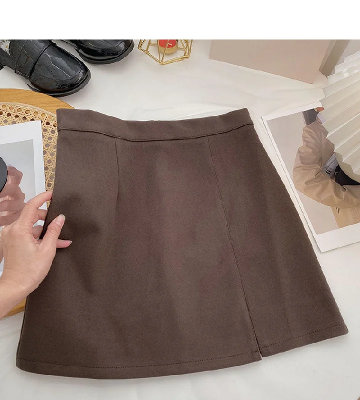 Retro temperament small split A-shaped high waist casual skirt 5553 linen skirt natural Retro temperament small split A-shaped high waist casual skirt 5553 linen skirt natural