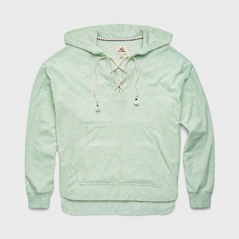 Avery Laceup Terry Hoodie - Green Bay Heather Hoodie with Elastic Cuffs Stretchable Comfortable