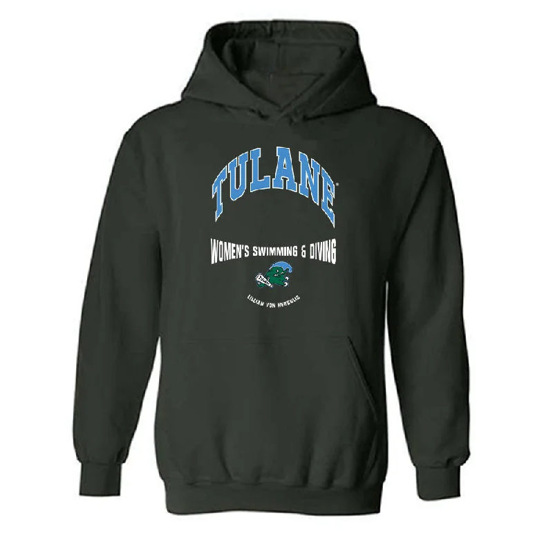 Tulane - NCAA Women's Swimming & Diving : Lillian Von Herbulis - Classic Fashion Shersey Hooded Sweatshirt Hoodie with Puffed Sleeves Voluminous Trendy