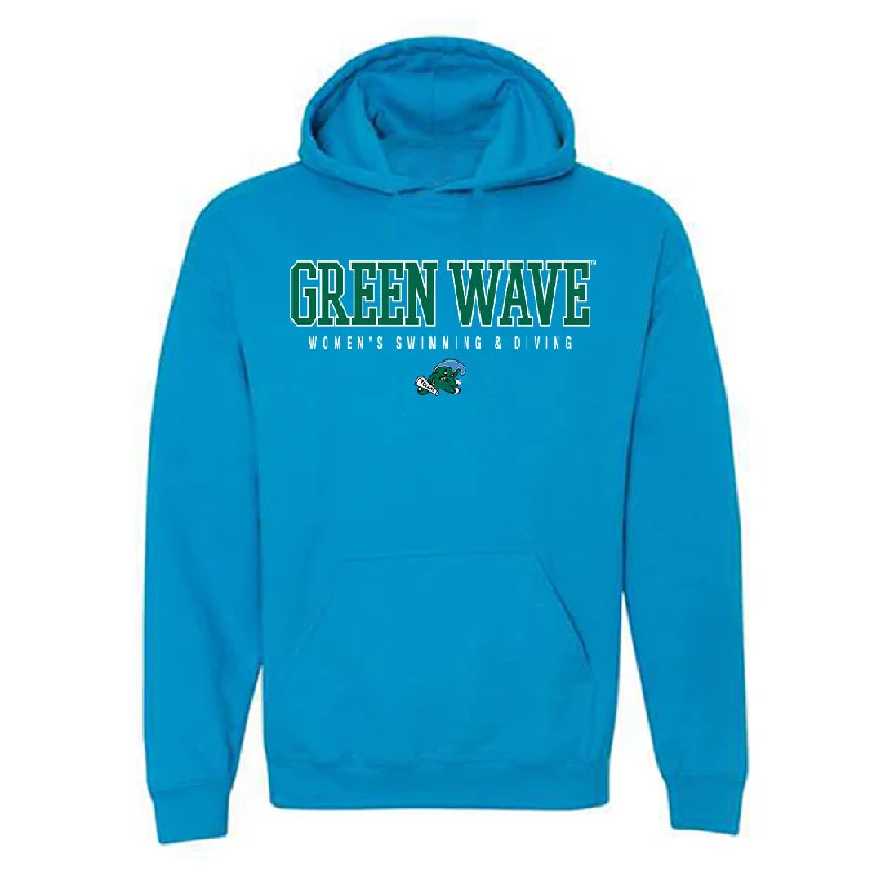 Tulane - NCAA Women's Swimming & Diving : Lillian Von Herbulis - Hooded Sweatshirt Hoodie with Contrast Stitching Detailed Premium