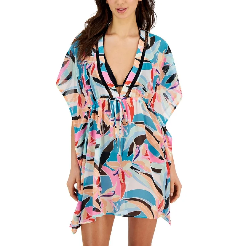 Womens Floral Print Dress Cover-Up Tunics Bridal satin