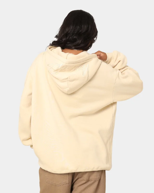 Stussy Back Appliqué 50/50 Hoodie Cream Hoodie with Full-Zip Functional Layering