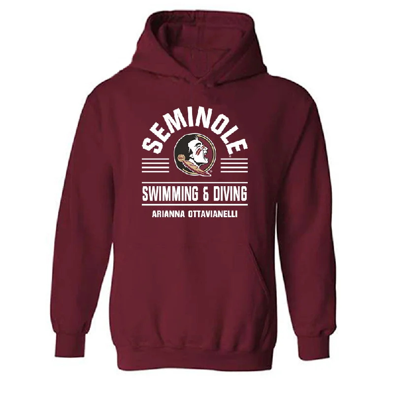 FSU - NCAA Women's Swimming & Diving : Arianna Ottavianelli - Classic Fashion Shersey Hooded Sweatshirt Hoodie with Magnetic Closure Innovative Modern FSU - NCAA Women's Swimming & Diving : Arianna Ottavianelli - Classic Fashion Shersey Hooded Sweatshirt Hoodie with Magnetic Closure Innovative Modern