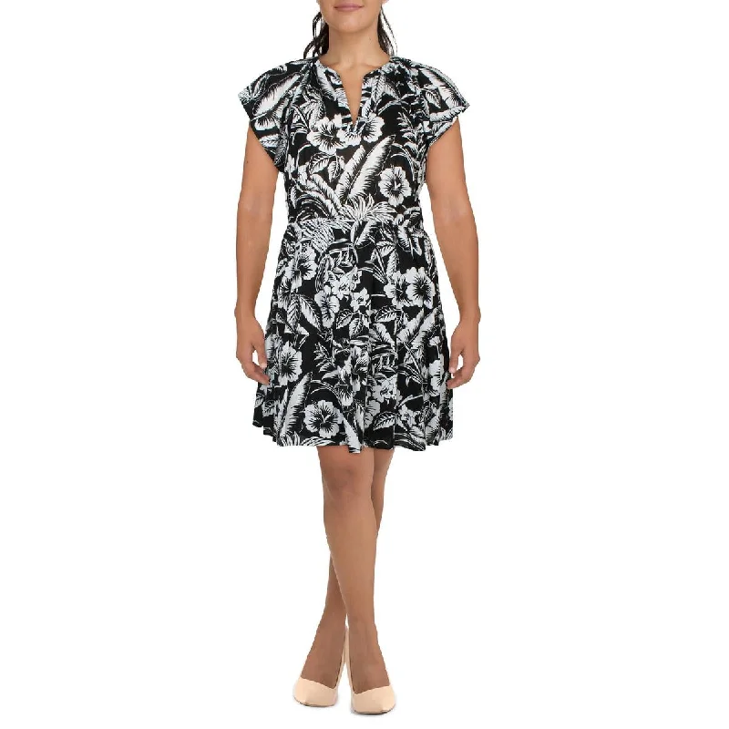 Womens Floral Print Cotton Sheath Dress Tunics Silk luxurious