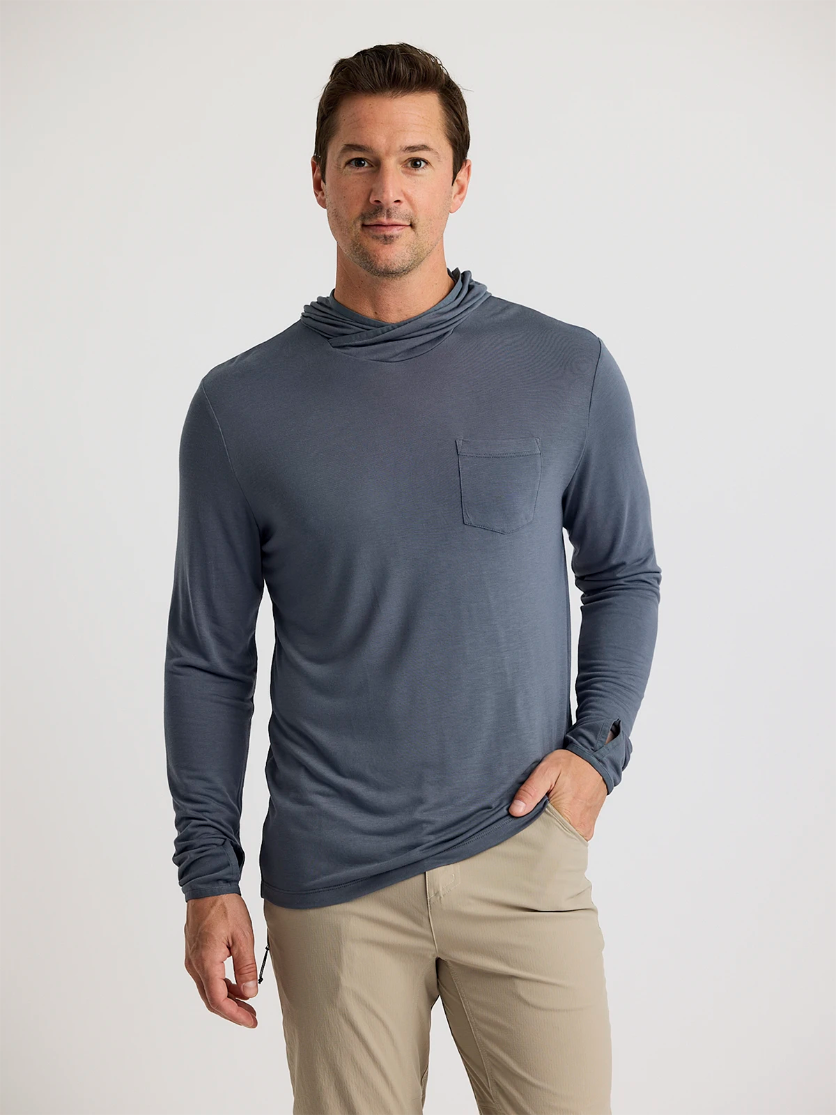 Men's Bamboo Lightweight Hoodie - Storm Cloud Hoodie with Full-Zip Functional Layering