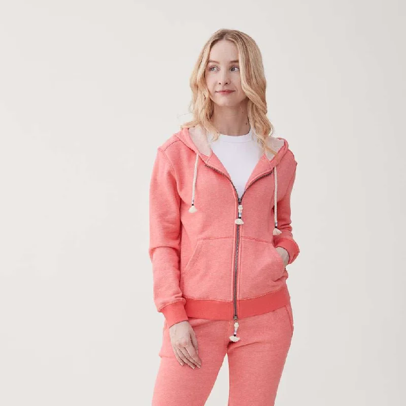 Dani French Terry Hoodie  - Calypso Coral Hoodie with Elastic Waist Stretchable Comfortable