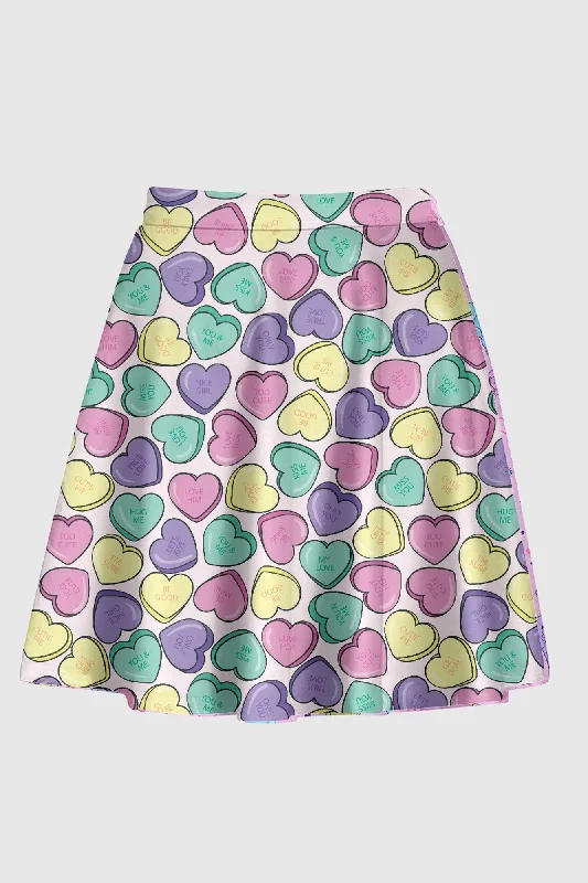 Candy Heart White Skirt corduroy skirt durable