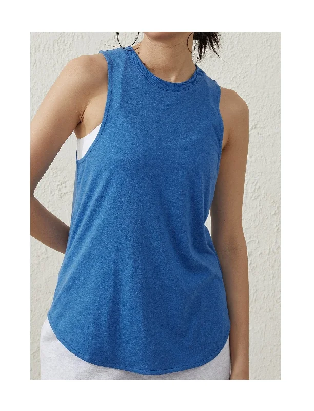 Cotton On Body Women's Active Curve Hem Tank, Royal Blue, M sheer tank top