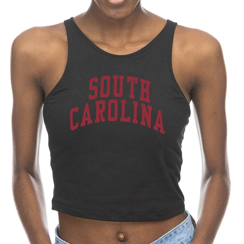 USC Arch First Down Cropped Tank cold shoulder tank