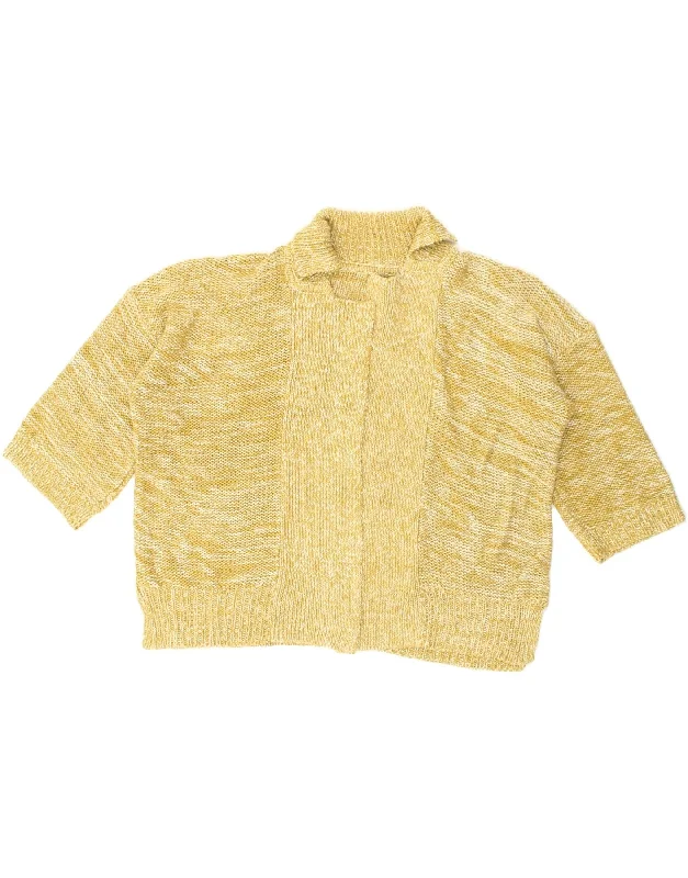 JAEGER Womens Oversized Cardigan Sweater UK 10 Small Yellow Flecked Lightweight Heavyweight Midweight JAEGER Womens Oversized Cardigan Sweater UK 10 Small Yellow Flecked Lightweight Heavyweight Midweight