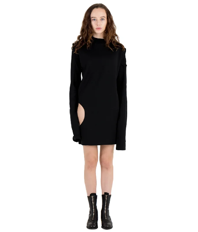 Black Cutout Sweater Turtle Neck Boat Neck Asymmetrical Neck