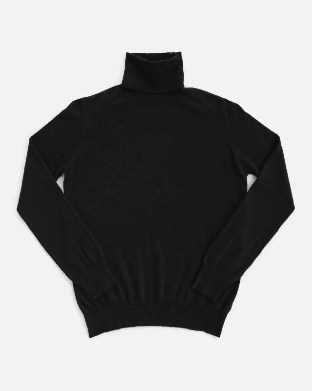 THE SUPER LIGHT ROLLNECK SWEATER | BLACK Nylon Fabric Polyester Fabric Spandex Fabric