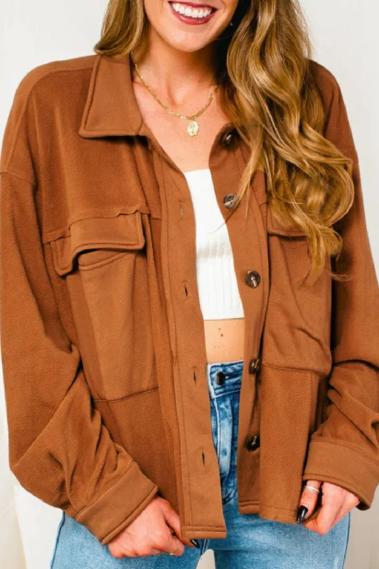 Hazel Blues® | Pocketed Collared Neck Dropped Shoulder Jacket Knit Jacket Woven Jacket Fleece Jacket Hazel Blues® | Pocketed Collared Neck Dropped Shoulder Jacket Knit Jacket Woven Jacket Fleece Jacket