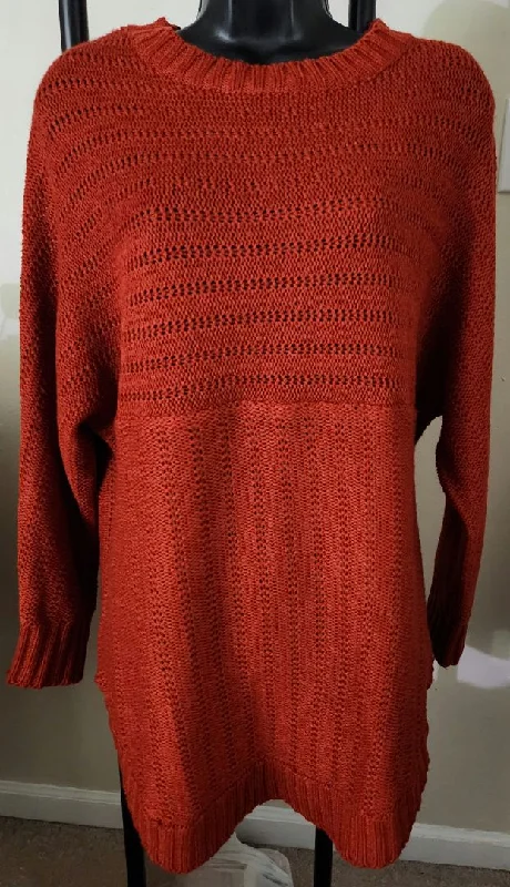 1X - Rust Sweater Zippered Front Buttoned Front Snap Front