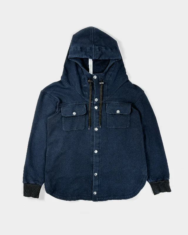 Marni Navy Hooded Overshirt Jacket 2000's Elasticated Jacket Padded Jacket Insulated Jacket