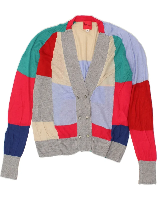 PAUL SMITH Womens Cardigan Sweater UK 12 Medium Multicoloured Colourblock Mesh Cardigan Canvas Denim PAUL SMITH Womens Cardigan Sweater UK 12 Medium Multicoloured Colourblock Mesh Cardigan Canvas Denim