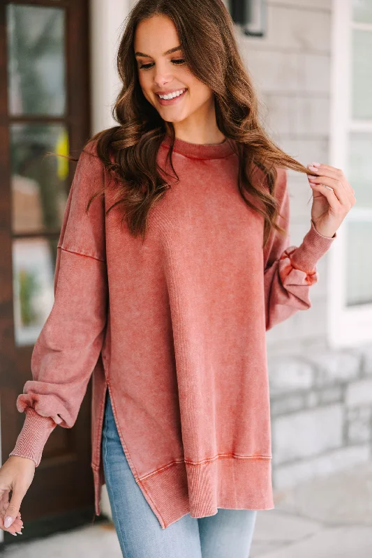 The Slouchy Rust Red Pullover Cowl Neck Pullover