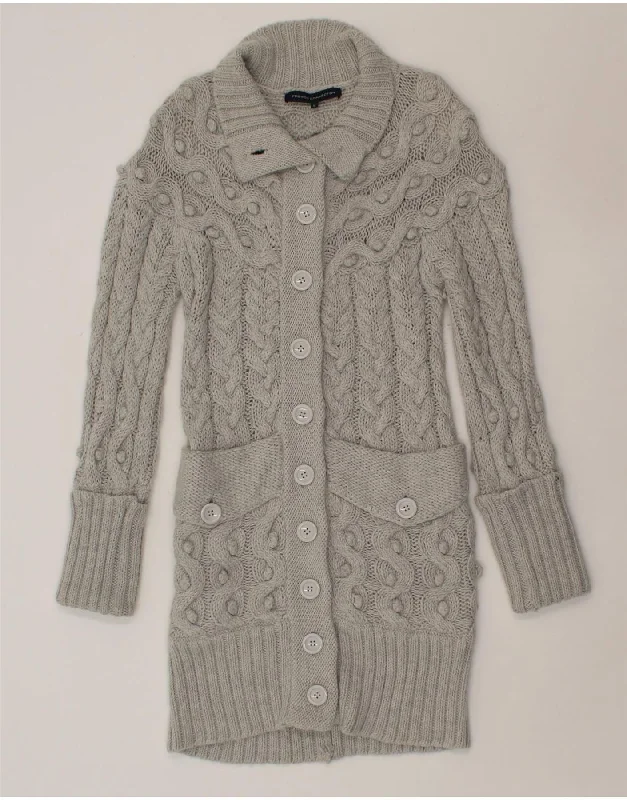 FRENCH CONNECTION Womens Longline Cardigan Sweater UK 14 Large Grey Herringbone Houndstooth Plaid FRENCH CONNECTION Womens Longline Cardigan Sweater UK 14 Large Grey Herringbone Houndstooth Plaid
