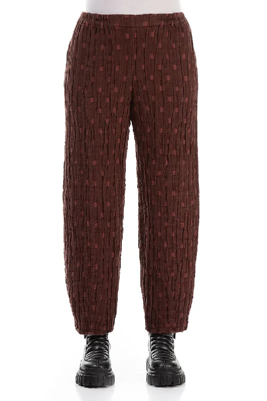 Taper Merlot Textured Linen Trousers Trousers versatile all-occasion