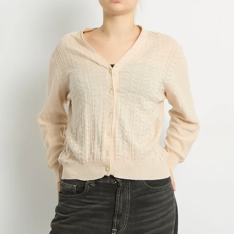 Textured Fine Knit Cardigan - UK 12 Thin Thick Dense