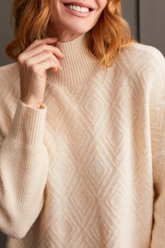 Textured Mock Neck  Sweater Modern Contemporary Chic