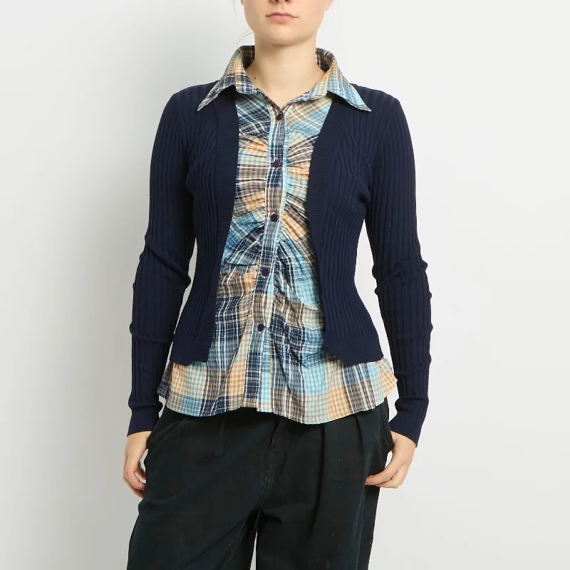 Shirt Cardigan Two In One Top - UK 6 Anti-Pilling Anti-Shrink Durable