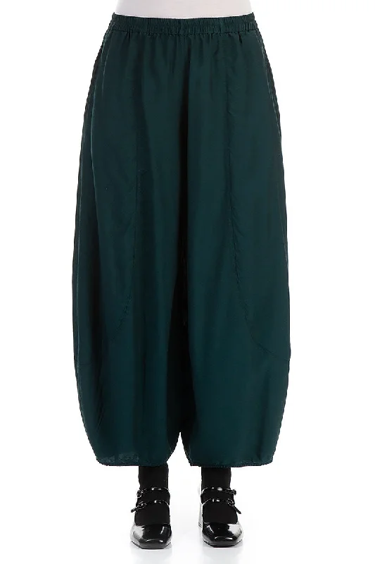 Taper Emerald Silk Bamboo Trousers Trousers Striped Patterned