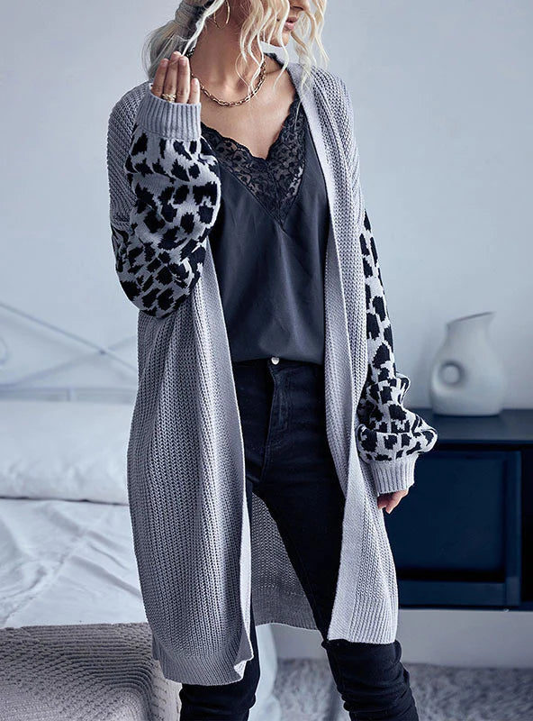 LEOPARD PRINT CARDIGAN RETRO STITCHING SWEATER COAT Long Cardigan Short Cardigan Medium Cardigan LEOPARD PRINT CARDIGAN RETRO STITCHING SWEATER COAT Long Cardigan Short Cardigan Medium Cardigan