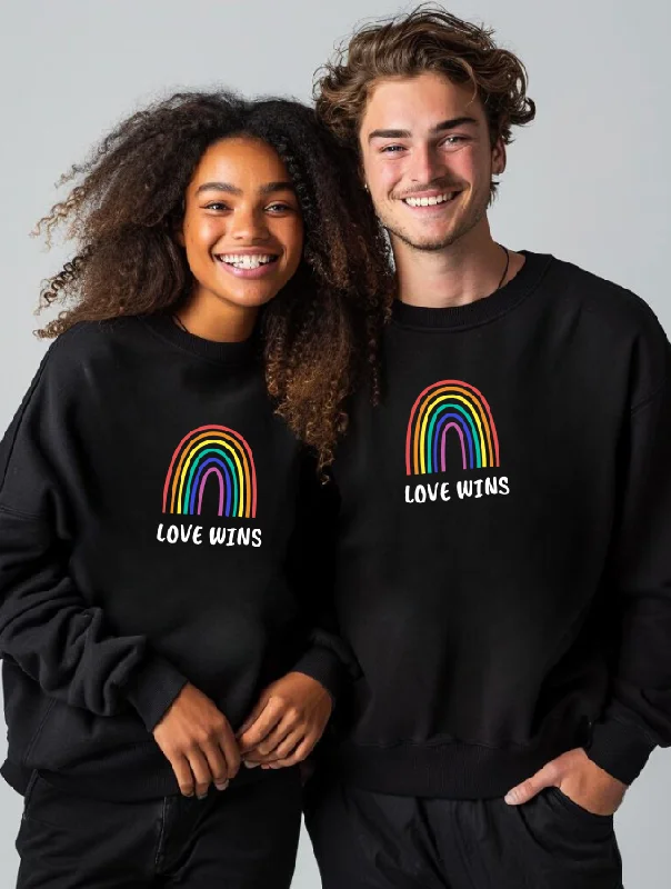 LOVE WINS SWEATER - BLACK - UNISEX Embroidered Appliqued Beaded