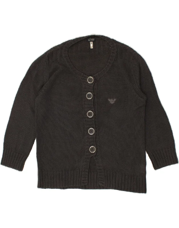 ARMANI JEANS Womens 3/4 Sleeve Cardigan Sweater UK 12 Medium Grey Cotton Fitted Loose Oversized ARMANI JEANS Womens 3/4 Sleeve Cardigan Sweater UK 12 Medium Grey Cotton Fitted Loose Oversized