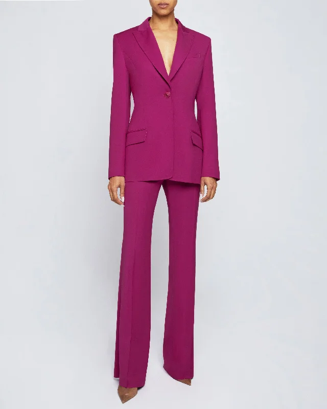 NELLI Single Button Jacket in Virgin Wool Stretch One-Shoulder Jacket Off-the-Shoulder Jacket Asymmetrical Jacket