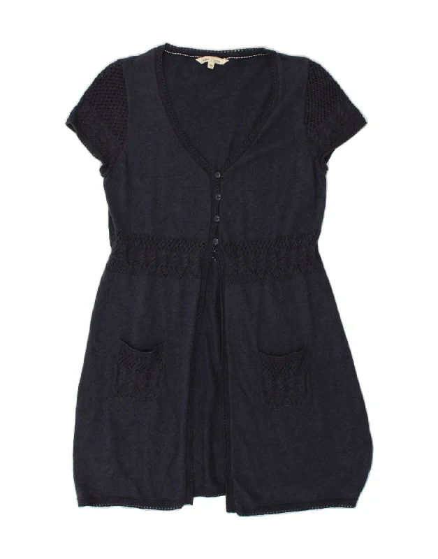 FAT FACE Womens Longline Cardigan Sweater UK 12 Medium Navy Blue Zippered Front Buttoned Front Snap Front FAT FACE Womens Longline Cardigan Sweater UK 12 Medium Navy Blue Zippered Front Buttoned Front Snap Front