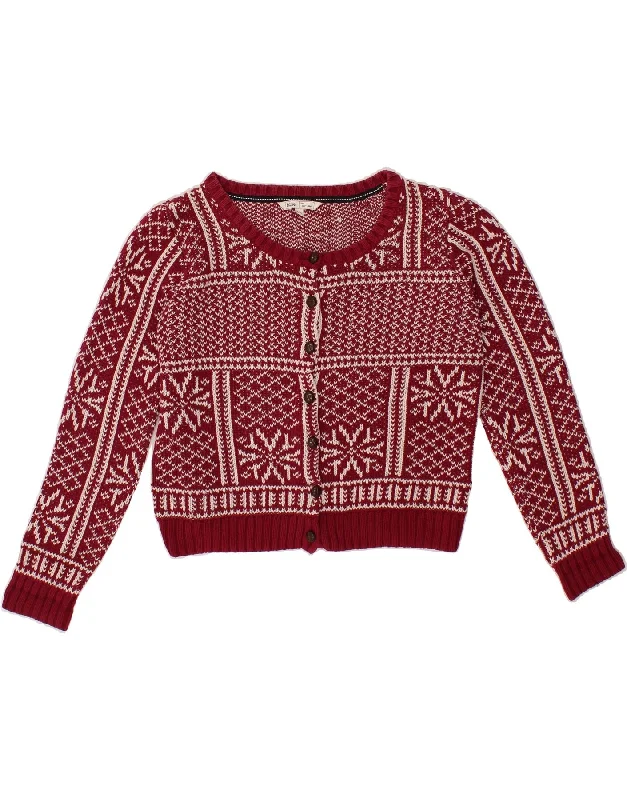 FAT FACE Womens Crop Cardigan Sweater UK 14 Large Red Fair Isle Cotton Glossy Satin Silk FAT FACE Womens Crop Cardigan Sweater UK 14 Large Red Fair Isle Cotton Glossy Satin Silk