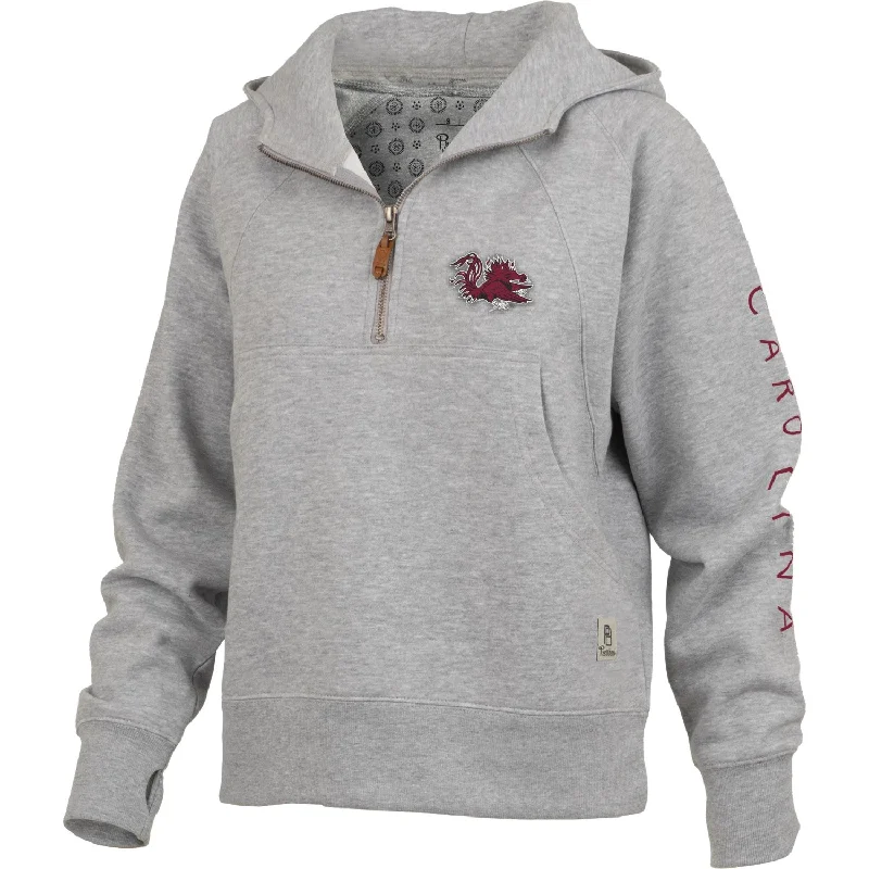 SOUTH CAROLINA GAMECOCKS GRAY BRONCO 1/4 ZIP PULLOVER Solo Sleeve Pullover