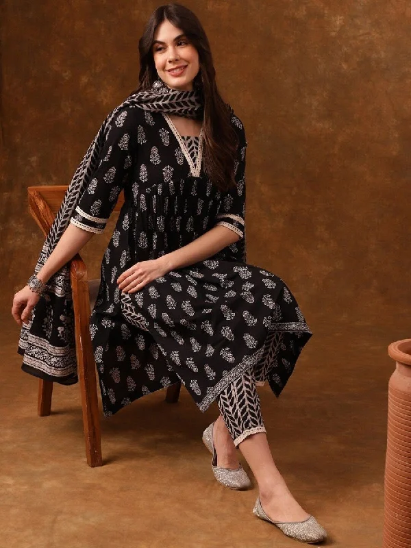 Anouk Ethnic Motifs Printed Gotta Patti Pure Cotton Kurta With Trousers & Dupatta Trousers Summer Linen Anouk Ethnic Motifs Printed Gotta Patti Pure Cotton Kurta With Trousers & Dupatta Trousers Summer Linen