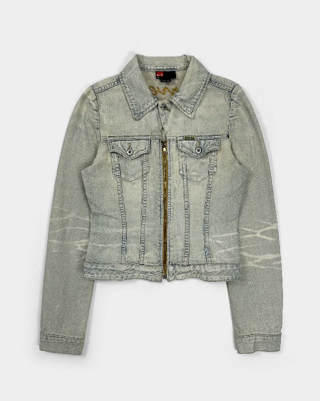 Diesel "Marvellous" Distressed Denim Trucker Jacket 2000's Oversized Jacket Tailored Jacket Straight Jacket