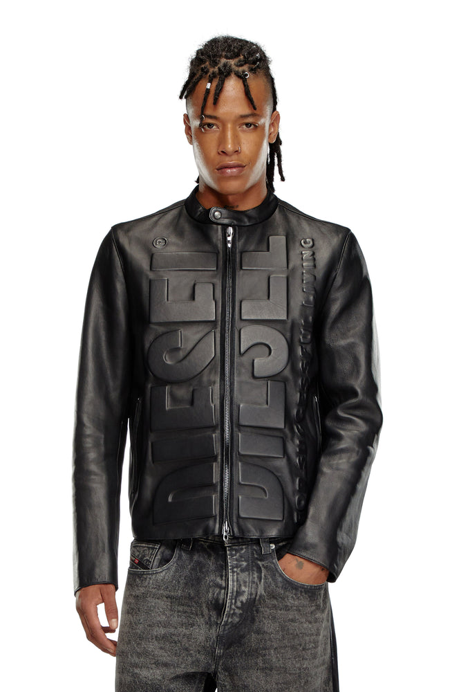 Biker Jacket With 3D Effect Logo Knit Jacket Woven Jacket Fleece Jacket