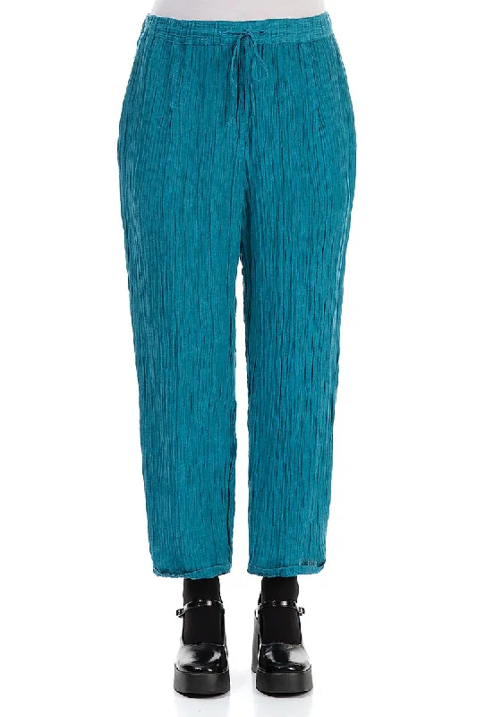 Tie Up Crinkled Ocean Silk Trousers Trousers Designer Luxury