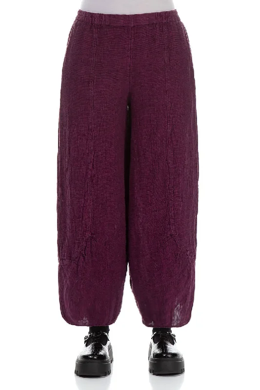 Loose Royal Fuchsia Mélange Linen Trousers Trousers Silk Elegant