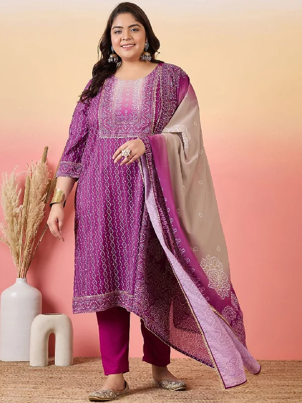 Sztori Women Bandhani Printed Regular Kurta with Trousers & With Dupatta Trousers versatile functional