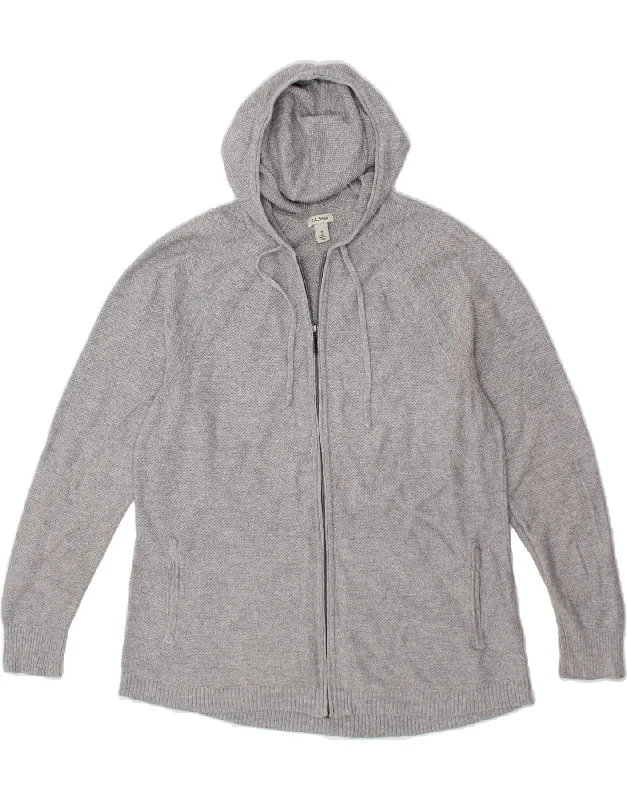 L.L.BEAN Womens Hooded Cardigan Sweater UK 14 Medium Grey Cotton Collared Crew Neck Turtle Neck L.L.BEAN Womens Hooded Cardigan Sweater UK 14 Medium Grey Cotton Collared Crew Neck Turtle Neck