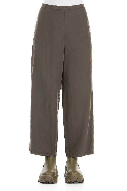 Straight Khaki Silk Linen Trousers Trousers luxurious high-end