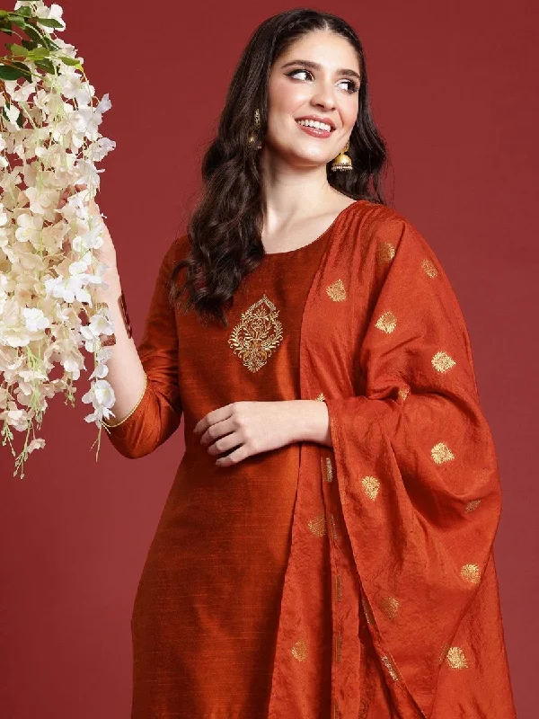 Anouk Women Ethnic Motifs Embroidered Regular Kurta with Trousers & With Dupatta Trousers Business Professional Anouk Women Ethnic Motifs Embroidered Regular Kurta with Trousers & With Dupatta Trousers Business Professional