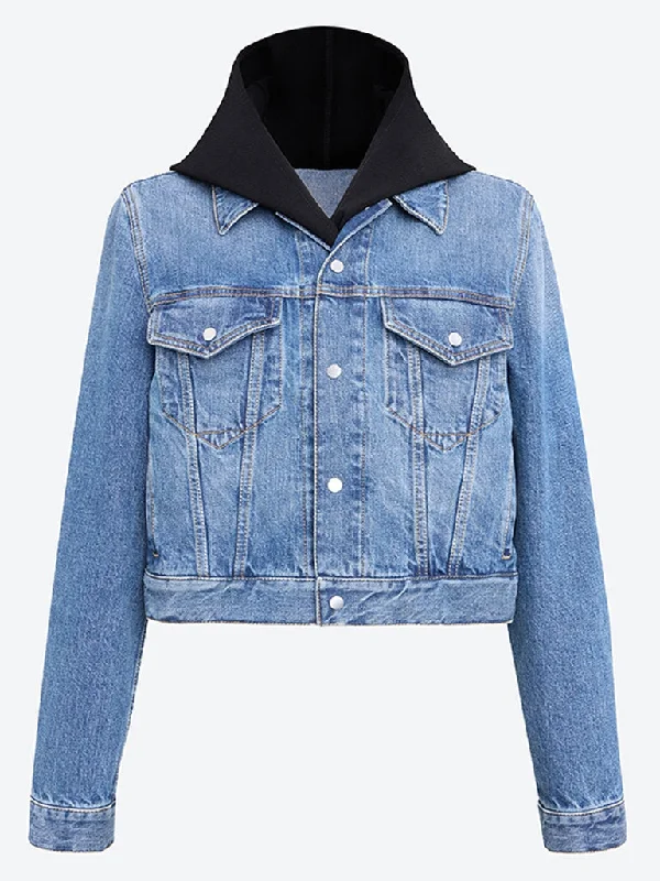 Stone denim hooded jacket Fitted Jacket Loose Jacket Oversized Jacket